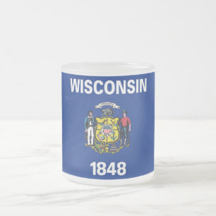 Givré Petite tasse en verre dépoli avec le drapeau Wisco