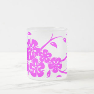 Givré Tasse à café à motif floral à l'hibiscus rose