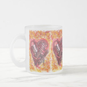 Givré Tasse à café texturée à cœur rouge Zentangle fanta