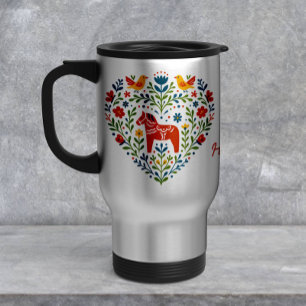 Givré Tasse à motif de cœur en art populaire nordique Da