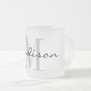 Givré Tasse à thé élégante en verre dépoli avec monogram