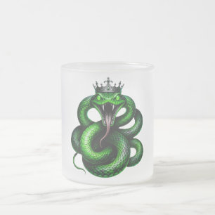 Givré Tasse blanche au serpent vert couronné