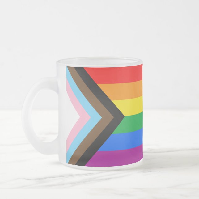 Givré Tasse de café avec drapeau de fierté de progrès LG (Gauche)