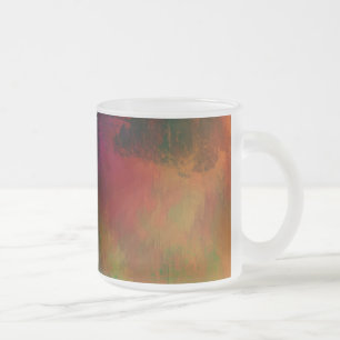 Givré Tasse de café, oranges foncés, rouges, verts Abstr