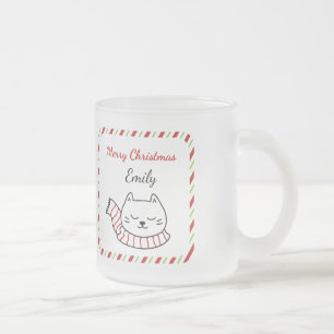 Givré Tasse de Noël personnalisée avec un chat mignon