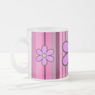 Givré Tasse d'initiale de rayure de fleurs
