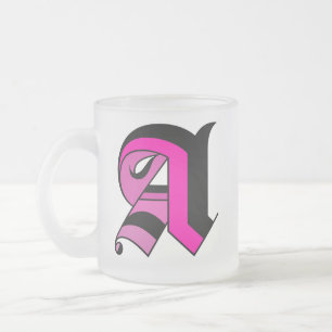 Givré Tasse initiale noir et rose de type calligraphie A