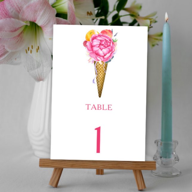 Glace à la fleur d'aquarelle - numéro de table de  (Créateur téléchargé)