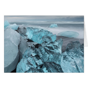 Glace bleue sur la plage, paysage marin, Islande