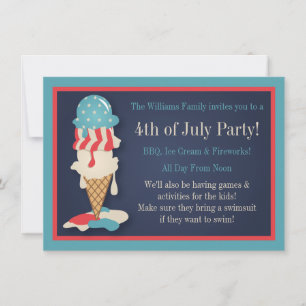 Glace Cream 4 juillet fêtes Invitations