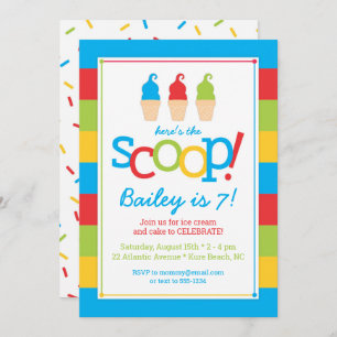 Glace Cream Cones Colorée Invitation à la fête d'a