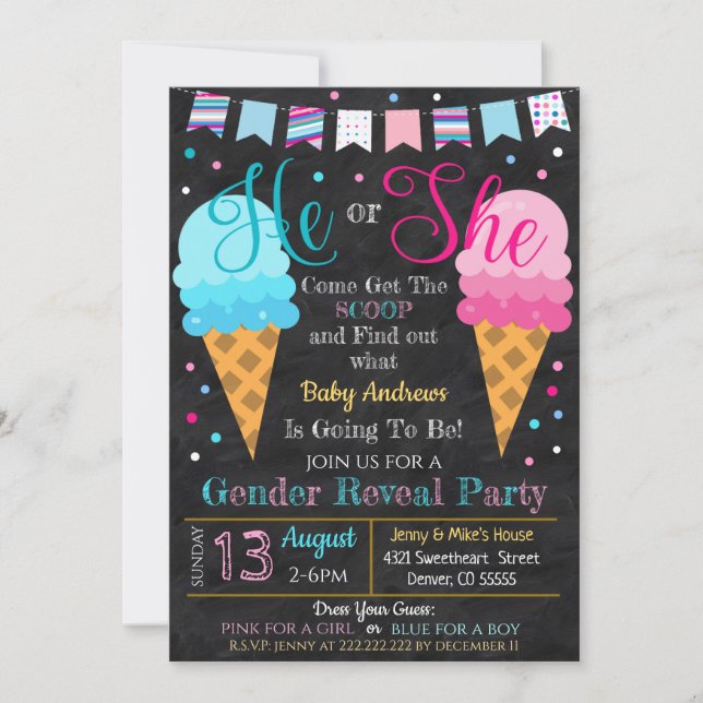 Glace Cream Genre RevezParty Invitation (Devant)