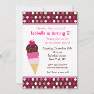 Glace Cream Party Birthday Invitations icecream