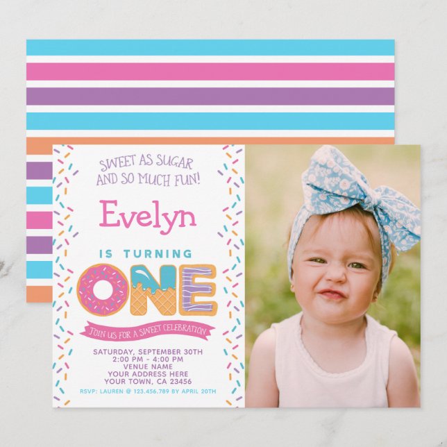 Glace de Donut Cookie, Invitation de Friandises av (Devant / Derrière)