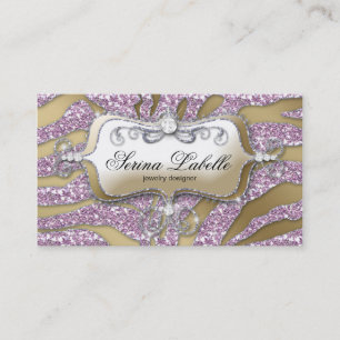 Glace de rose d'or de zèbre de carte de visite de