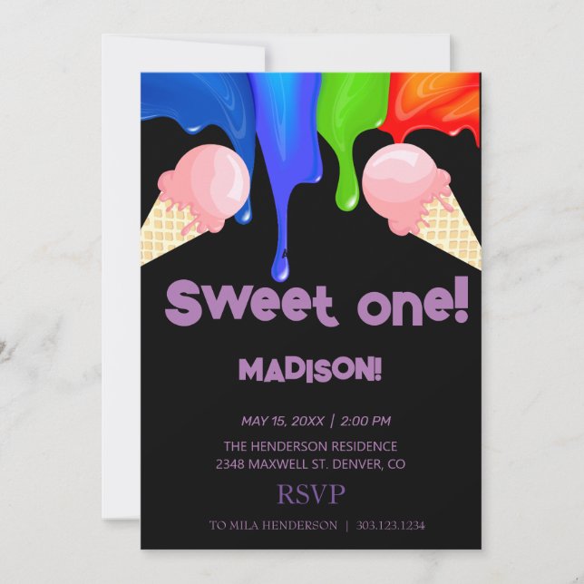 GLACE doux couleurs arc-en-ciel, Invitation (Devant)