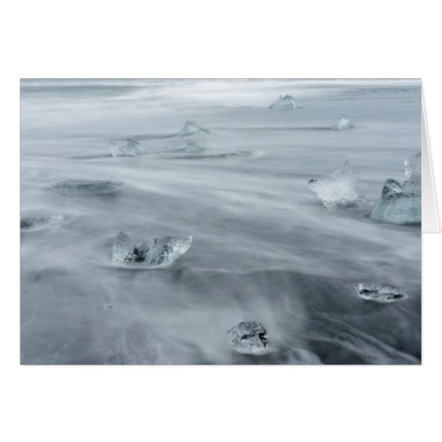 Glace et eau sur une plage, Islande (Devant horizontal)