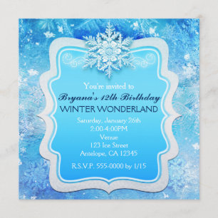 Glace hiver Wonderland Snowflake Invitations