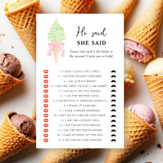 Glace - Il a dit qu'elle a dit jeu de baby shower