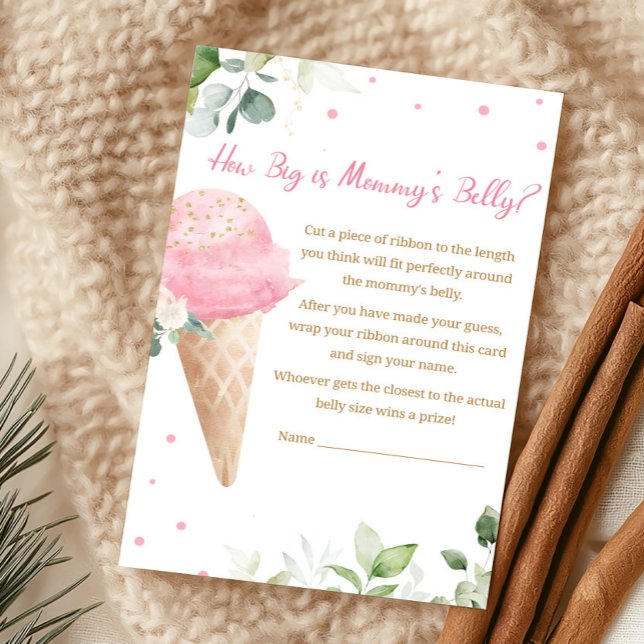 Glace Rose Comment est le Ventre de Maman Jeu (Girl Ice Cream Baby Shower How Big Is Mommy's Belly Game)