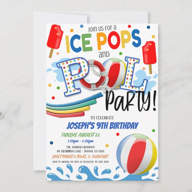 Glaces à l'eau et invitation à une fête au bord de (Devant)