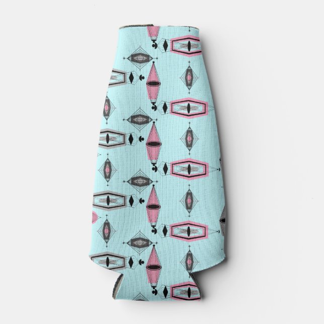 Glacière de bouteille de Motif rose et gris atomiq (Devant)
