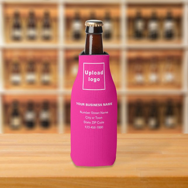 Glacière de bouteille rose de marque commerciale (Build brand name awareness. Your business brand on pink bottle cooler.)