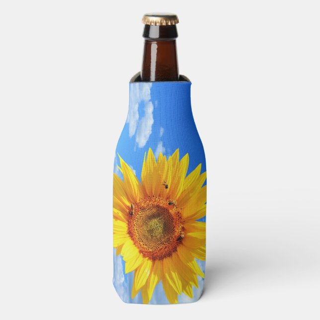 Glacière de la bouteille de tournesol jaune et d'a (Bottle Devant)