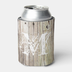 Glacière décoré d'un monogramme en bois rustiqu
