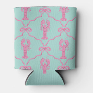 Glacière rose aux motifs de homard dessinés à la m