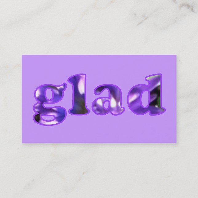 Glad épelé avec des fleurs violettes Cartes de vis (Devant)