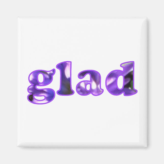 Glad épelé avec des fleurs violettes magnets (Devant)