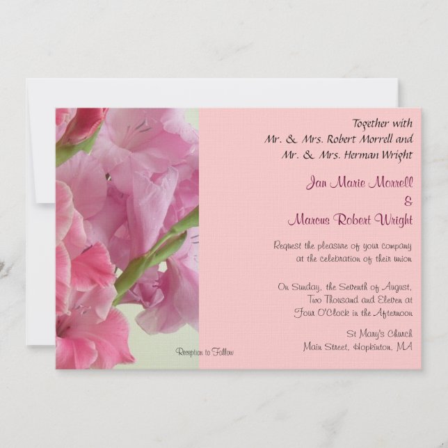 Gladiola Faire-part de mariage rose (Devant)