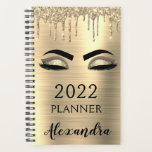 Glam 2022 Parties scintillant d'or étincelante Eye<br><div class="desc">2022 Gold Eyelashes Parties scintillant étincelante Nom et Carnet Spiral initial. Cela rend le cadeau parfait pour 16 ans,  mariage,  douche nuptiale,  anniversaire,  baby shower ou bachelorette pour quelqu'un qui aime le luxe glam et les styles chic.</div>