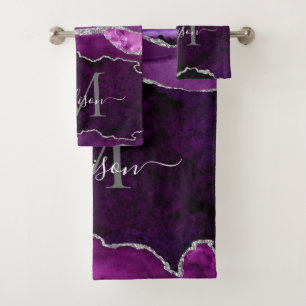 Glam Agate Géode violet Silver Script
