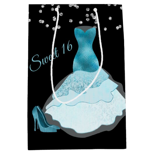 Glam Aqua Gown Sweet 16 Cadeau Sac (Devant)