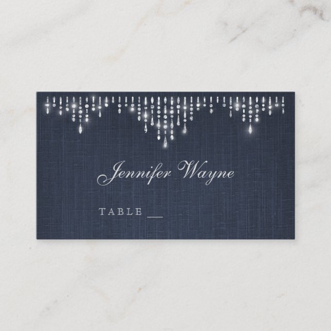 Glam argent art déco vintage mariage cartes lieux (Devant)