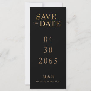Glam Black & Gold Monogramme Enregistrer la date