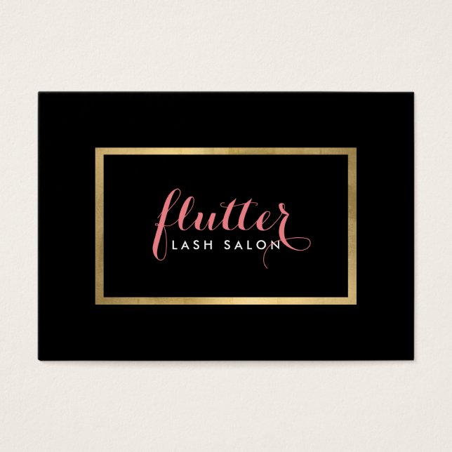 Glam Black Pink Gold Lash Salon carte de soins pos (Devant)