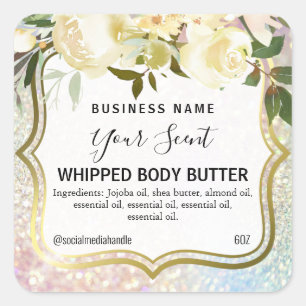 Glam Blanc Fleurs Corps Beurre Étiquettes