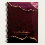 Glam Burgundy Velvet Agate Géode Gold Script<br><div class="desc">Glam Burgundy Velvet Agate Geode Gold Script Planner</div>