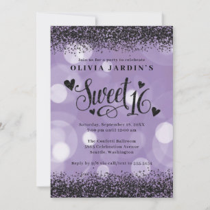 Glam doux noir et pourpre 16 Invitation