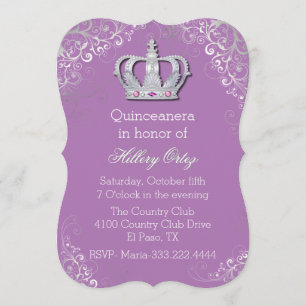 Glam Fancy Crown Quinceanera Invitation