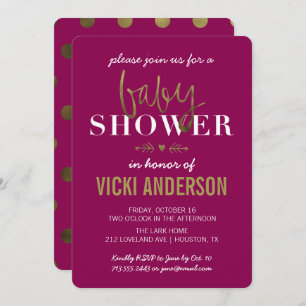 Glam Faux Gold Moderne Baby Shower Invitations
