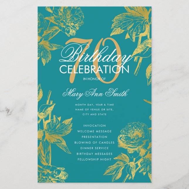 Glam Floral 70e Anniversaire Programme Gold Turquo (Devant)