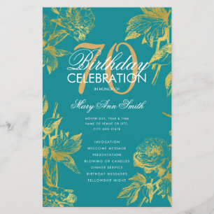 Glam Floral 70e Anniversaire Programme Gold Turquo