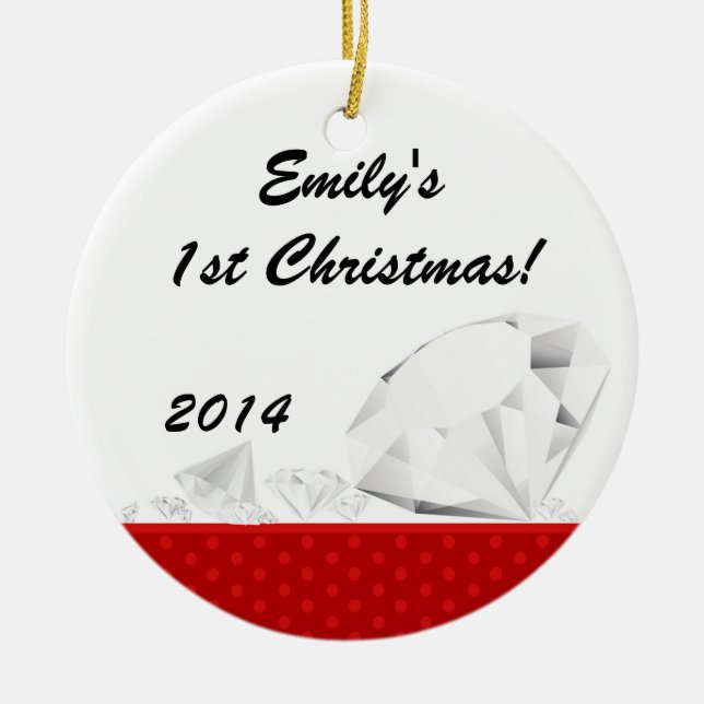 Glam Glam Glitz Diamond Nom personnalisé Ornement (Devant)