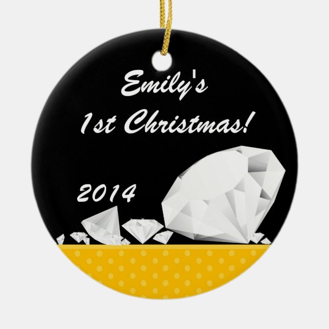 Glam Glam Glitz Diamond Nom personnalisé Ornement (Devant)