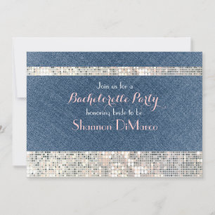 Glam Glamor Denim Sequins Glitz Party Invitation