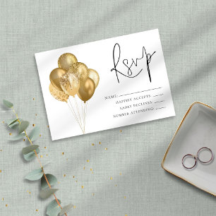 Glam Glittery Gold Balloons Anniversaire Fête RSVP